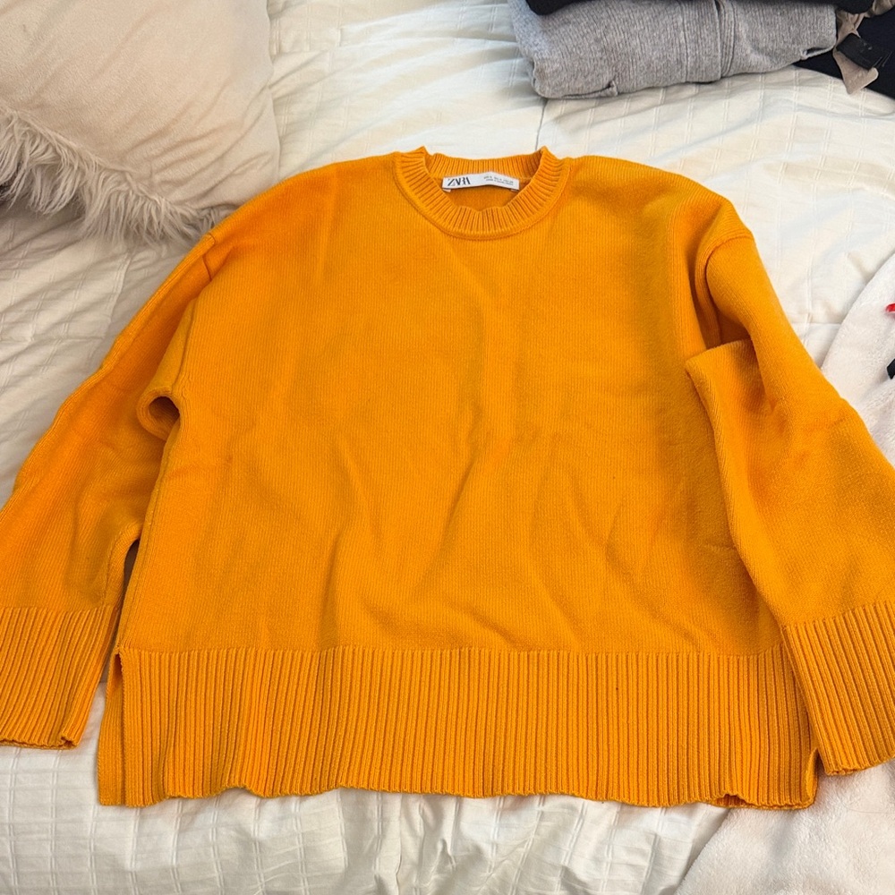 Zara Vibrant Orange Knit Sweater